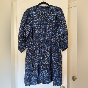 GAP Blue and Black Patterned Midi Dress